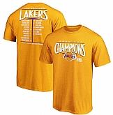 Men's Los Angeles Lakers Gold 2020 NBA Finals Champions Streaking Dunk Roster T-Shirt,baseball caps,new era cap wholesale,wholesale hats